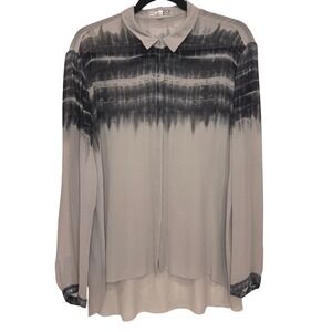 GoSilk Tie Dye Button Down Shirt L Sheer Blouse Goth Whimsigoth Oversized Luxe